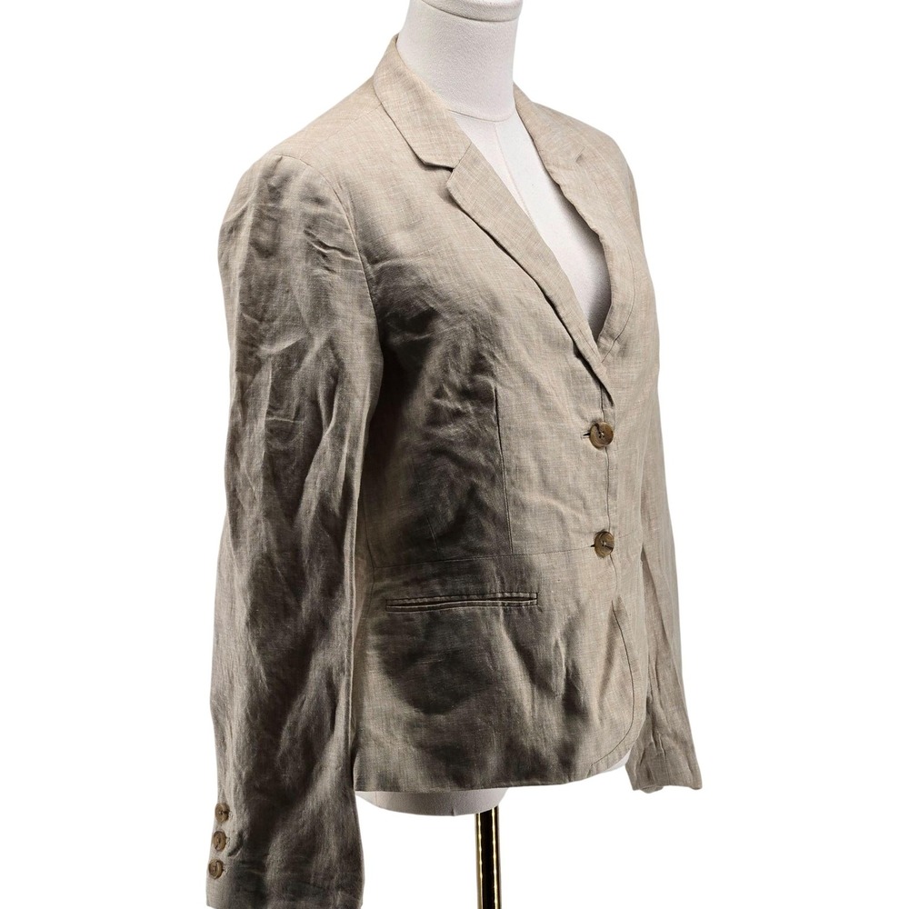 Banana Republic Blazer Womens 10 Beige 100% Linen Tailored Two-Button Jacket